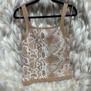 NWT Nine West Snakeskin Knit Tank Top Cream Tan size XS
